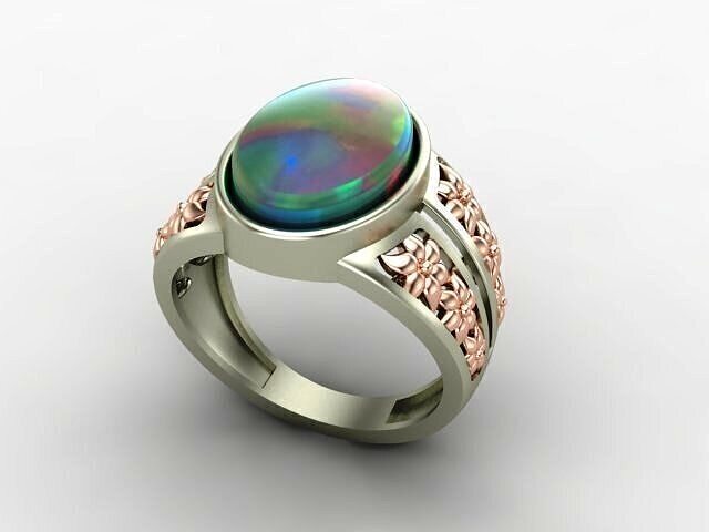 Opal gold ring 3D print model