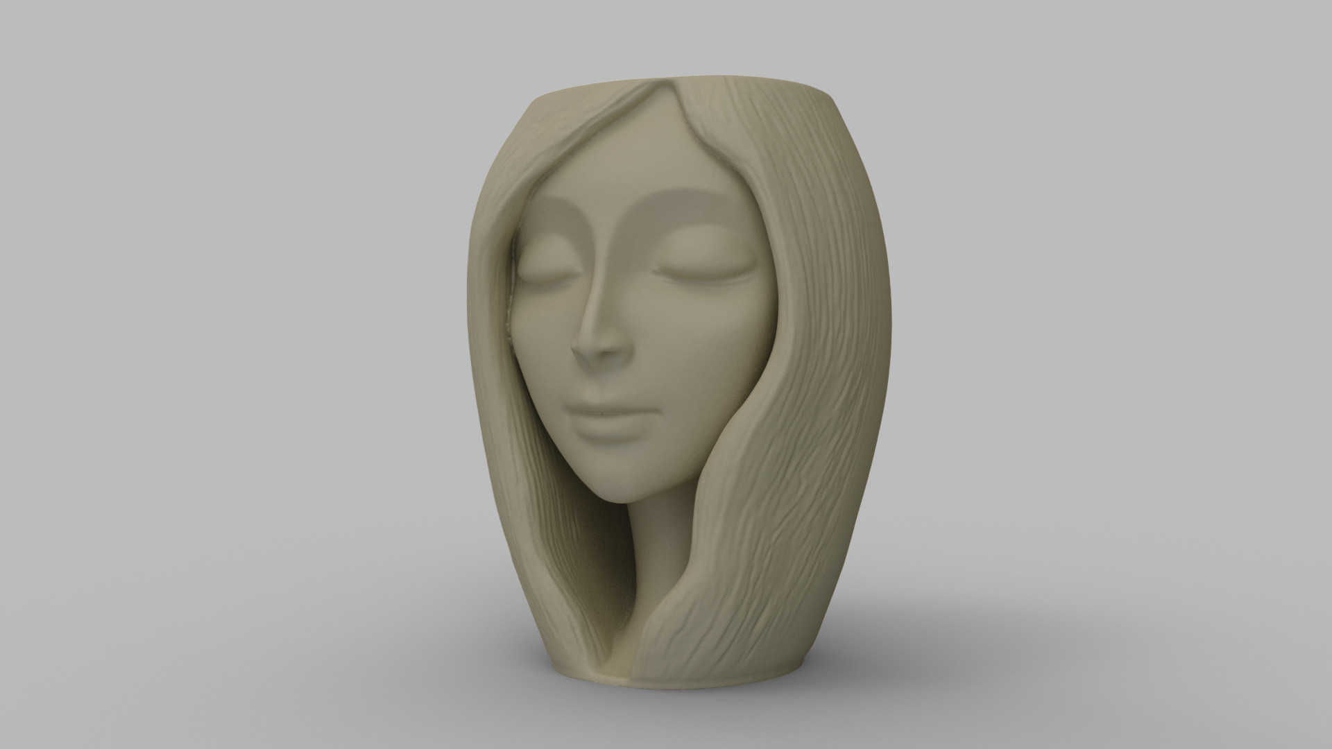 Serene Woman Head Planter 3D print model_2