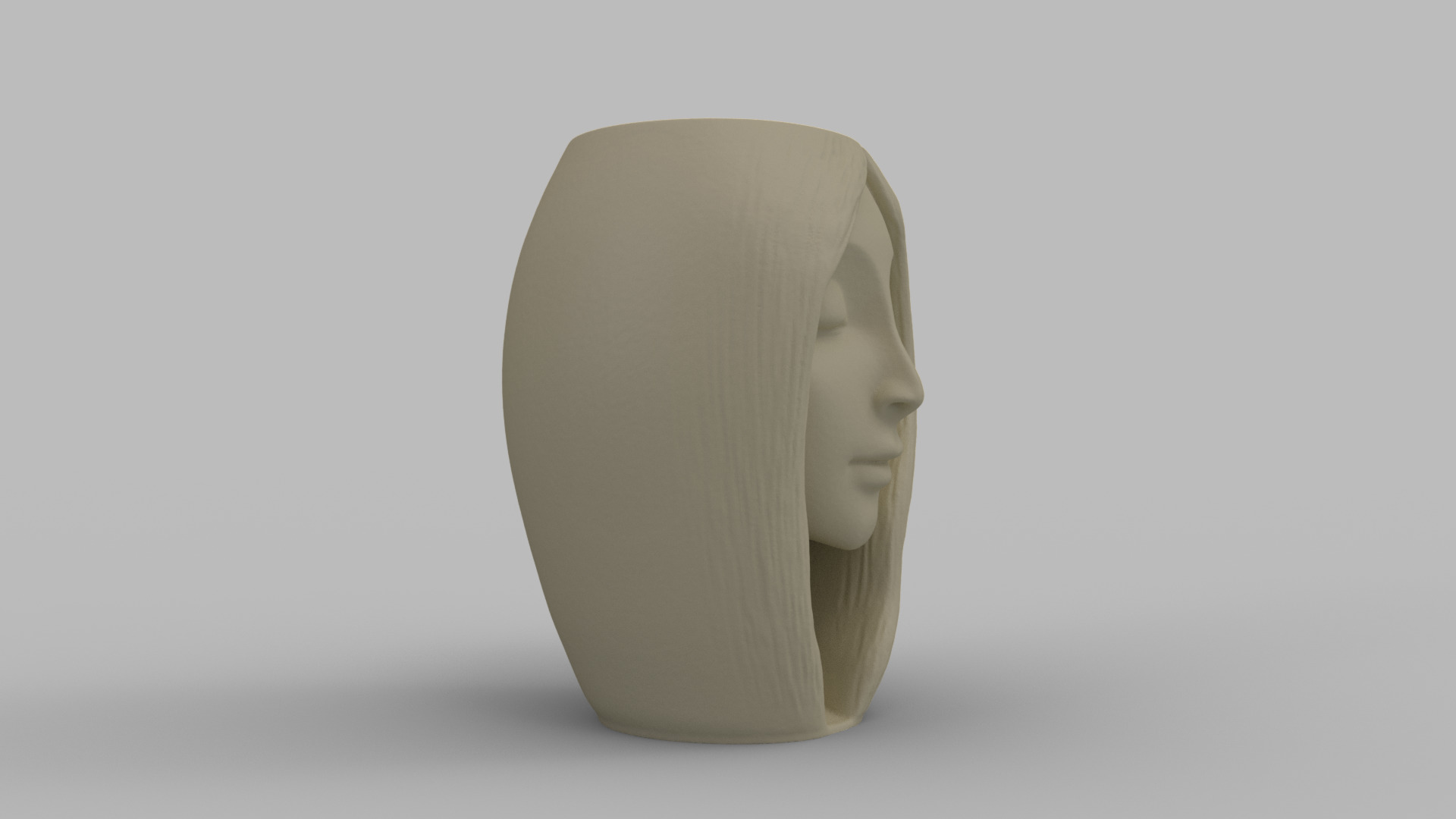 Serene Woman Head Planter 3D print model_7