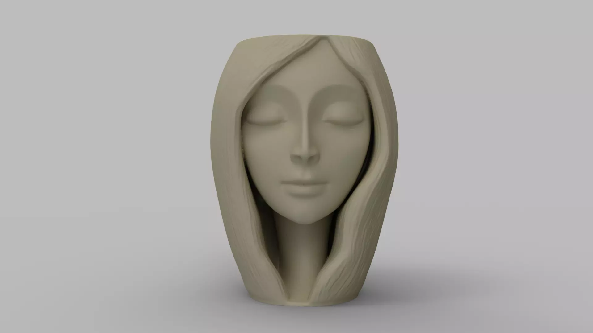 Serene Woman Head Planter 3D print model_0