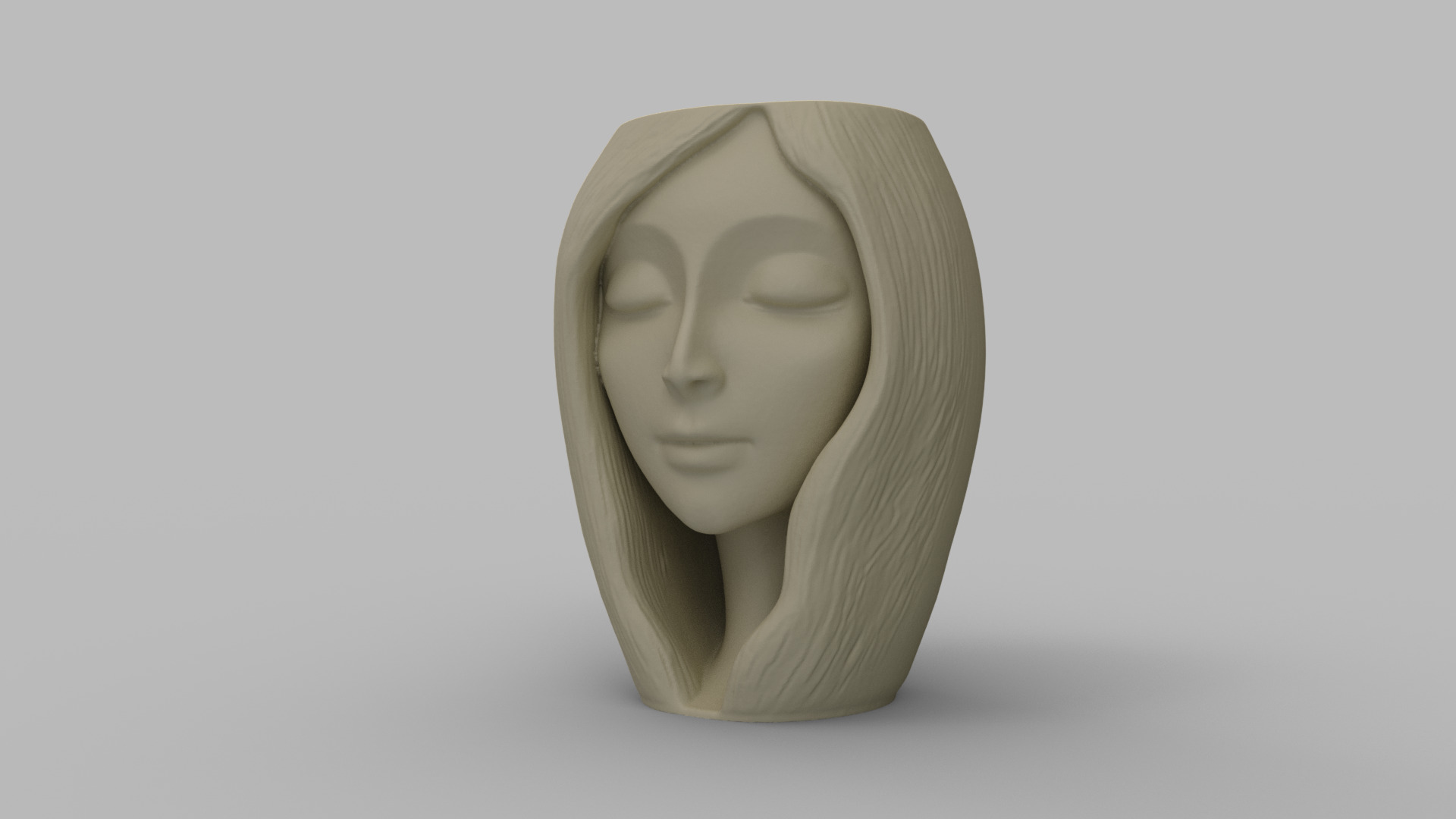 Serene Woman Head Planter 3D print model_8