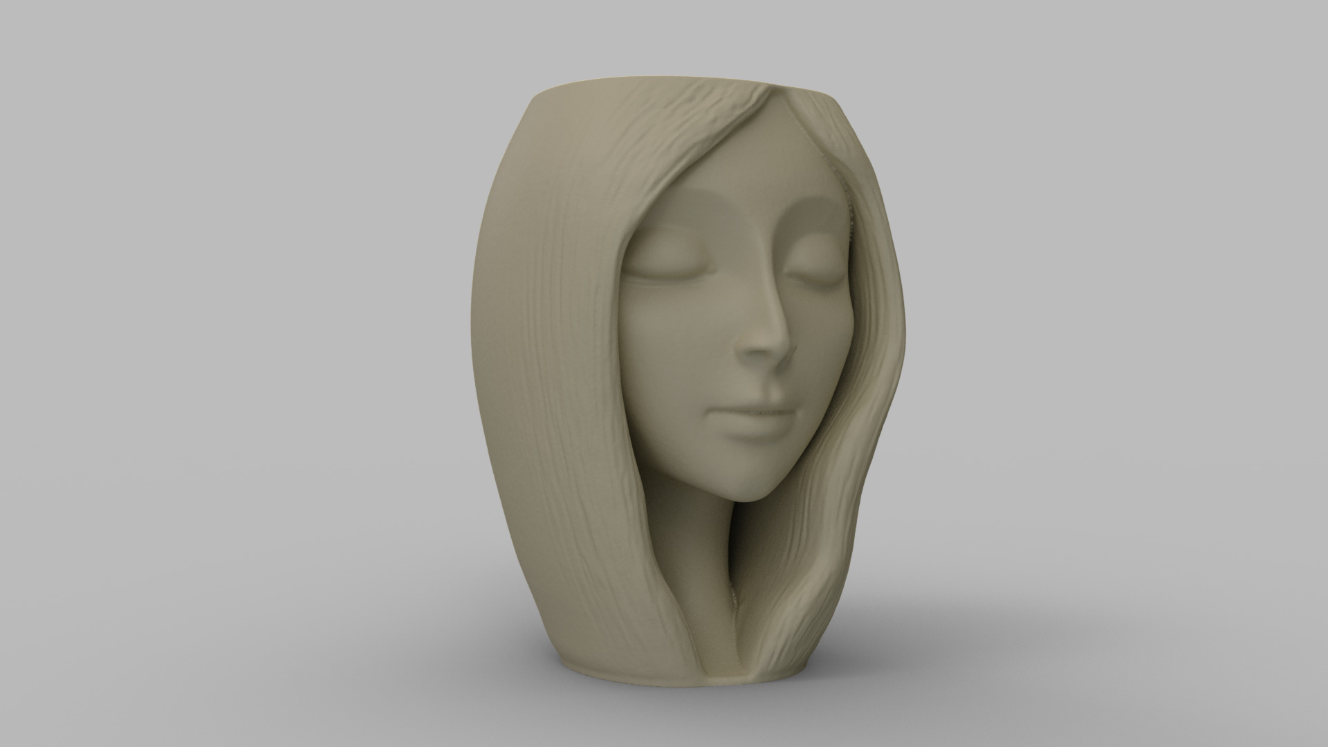 Serene Woman Head Planter 3D print model_1