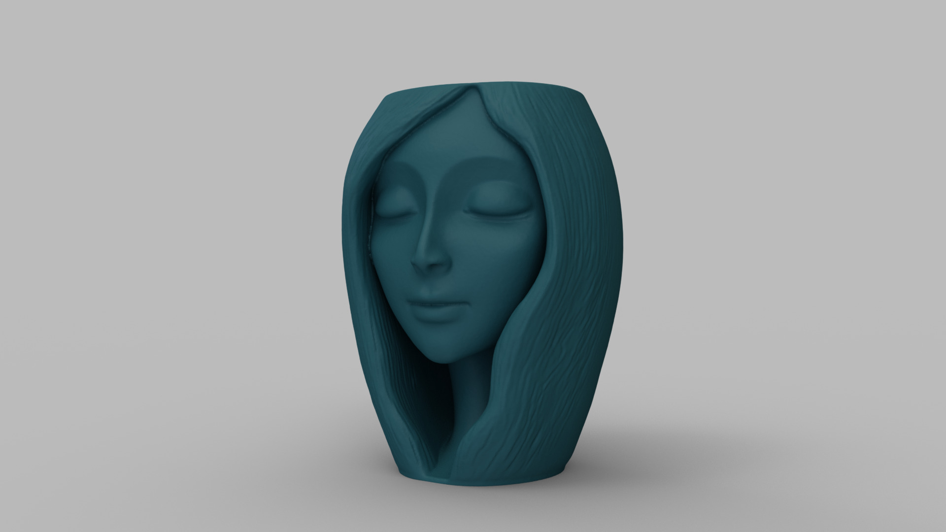 Serene Woman Head Planter 3D print model_4