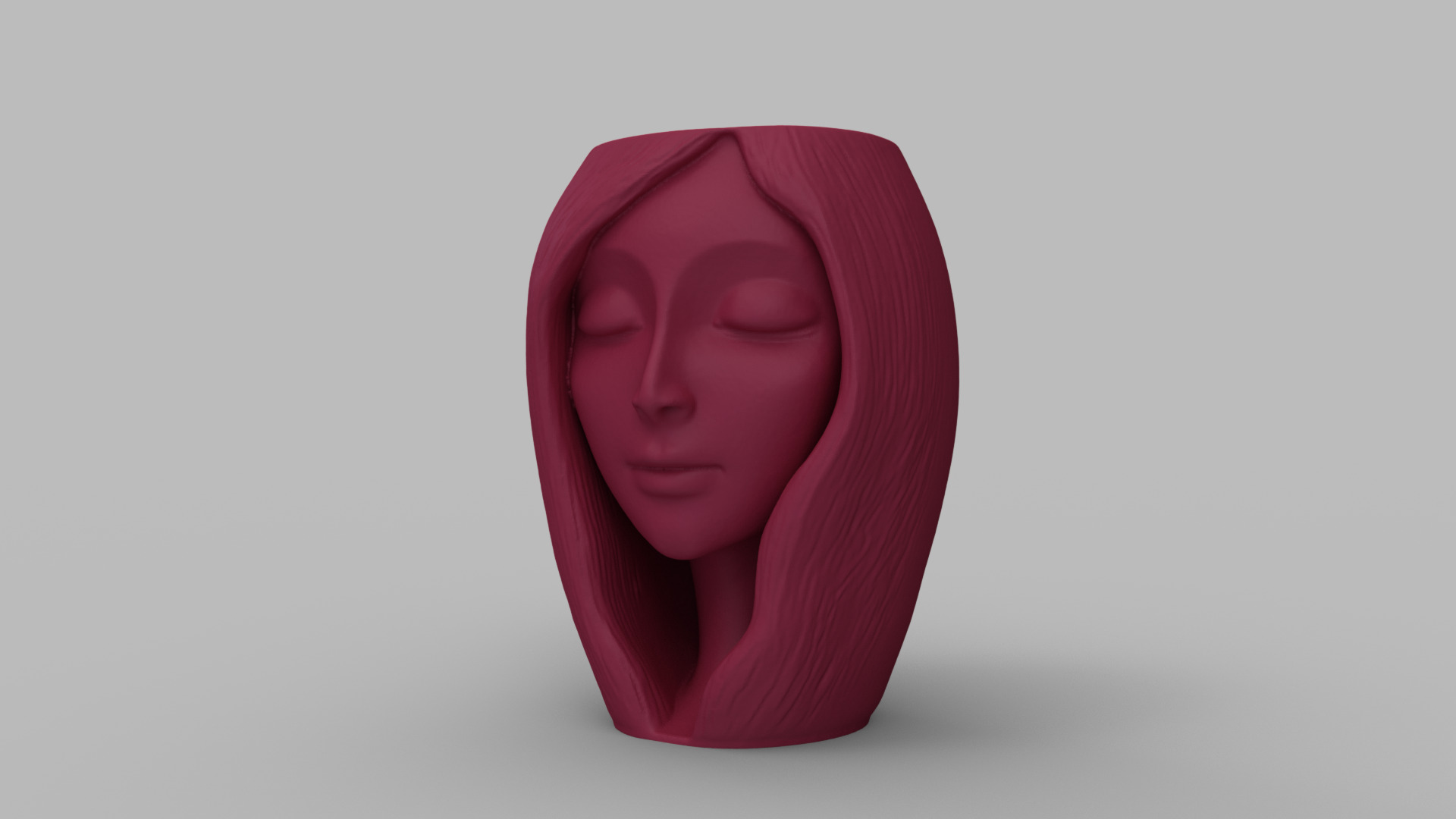 Serene Woman Head Planter 3D print model_3