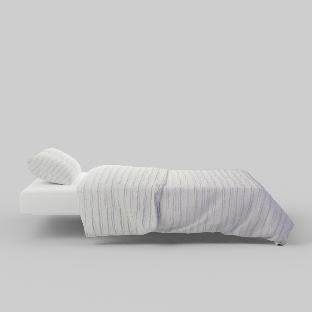 Frayed Edge Stripe Quilt King White 3D model_7
