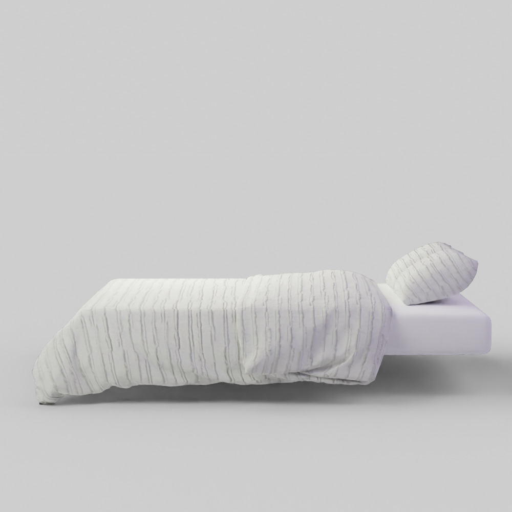 Frayed Edge Stripe Quilt King White 3D model_3