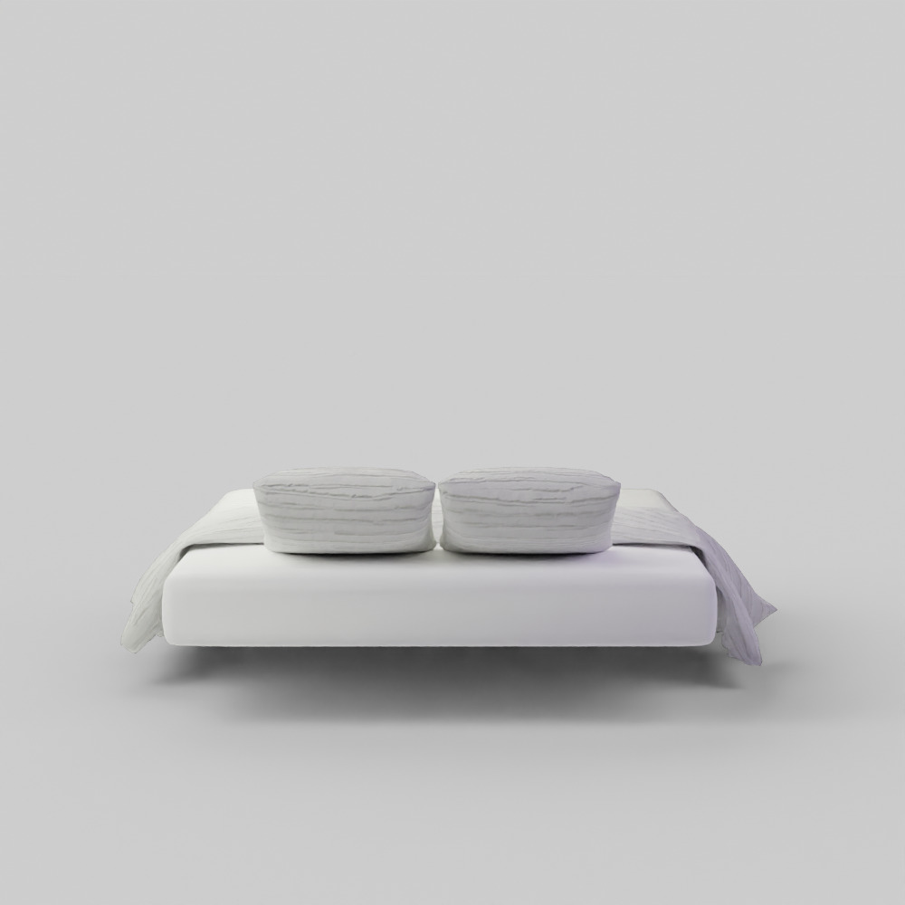 Frayed Edge Stripe Quilt King White 3D model_5