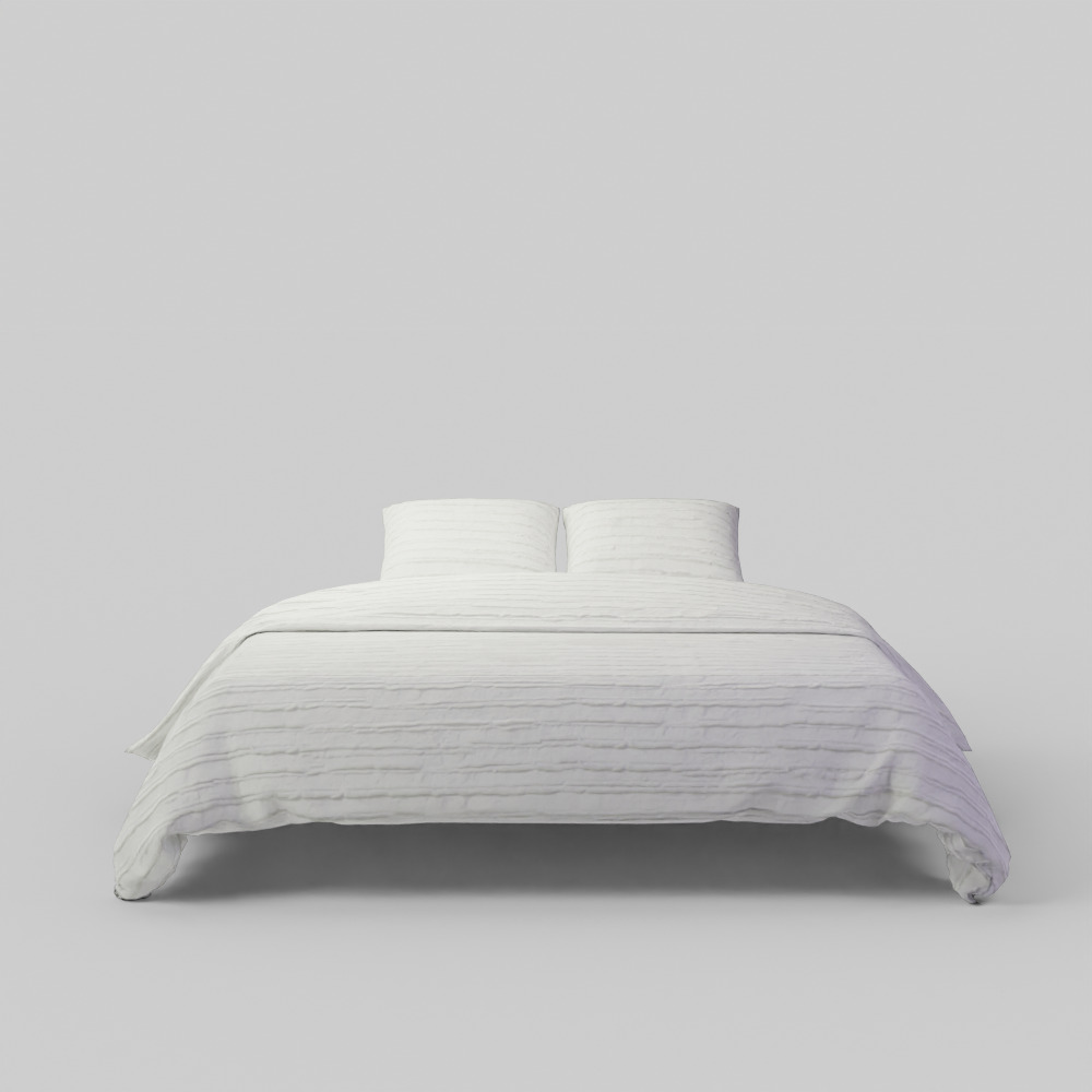 Frayed Edge Stripe Quilt King White 3D model_1