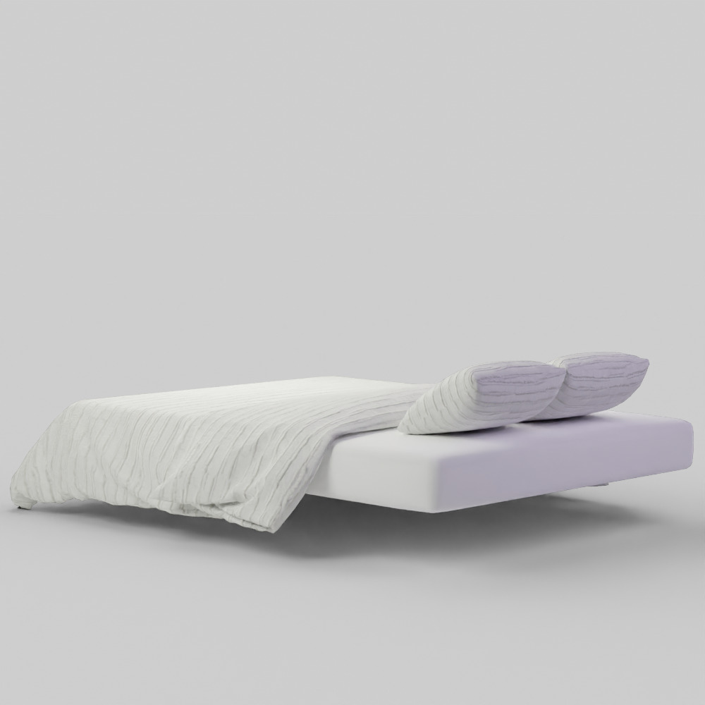 Frayed Edge Stripe Quilt King White 3D model_4