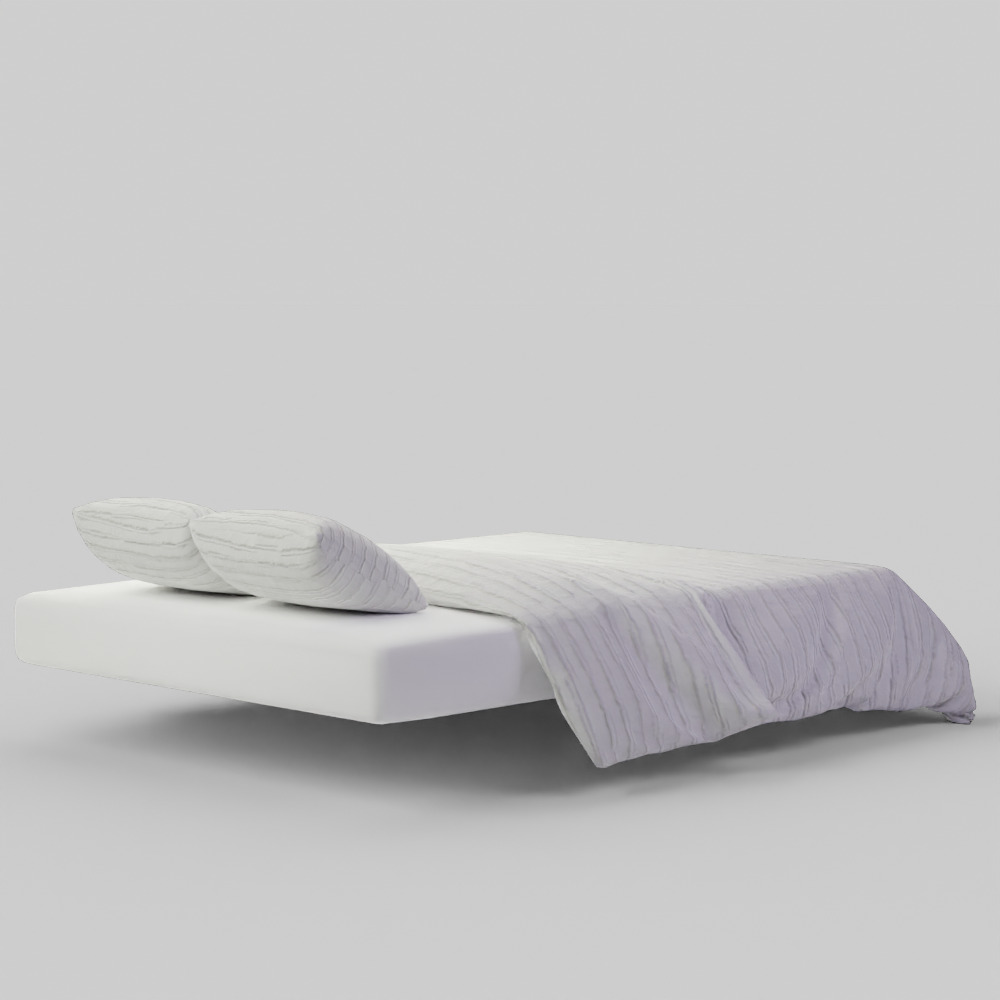 Frayed Edge Stripe Quilt King White 3D model_6