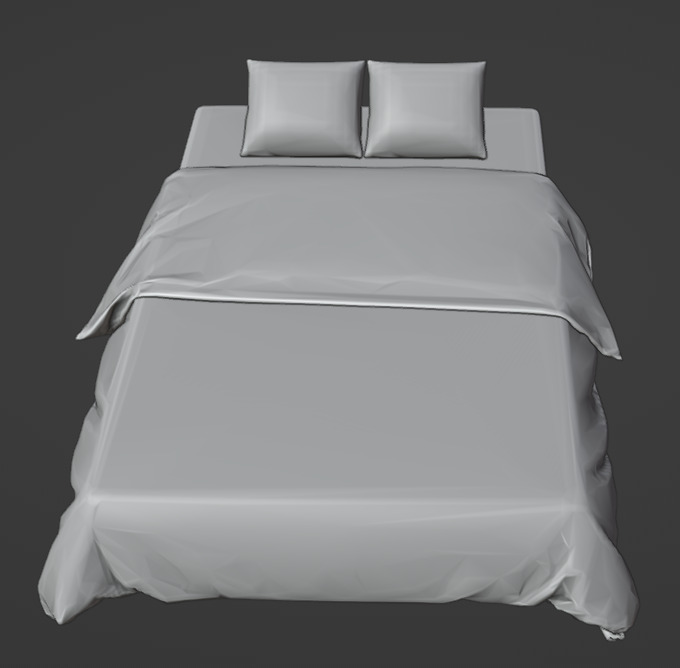Frayed Edge Stripe Quilt King White 3D model_11