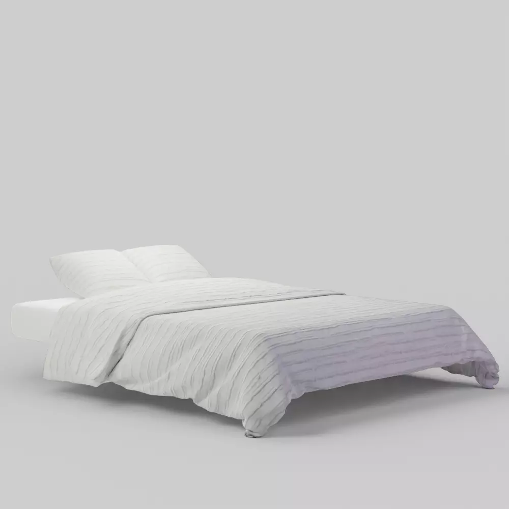 Frayed Edge Stripe Quilt King White 3D model_0