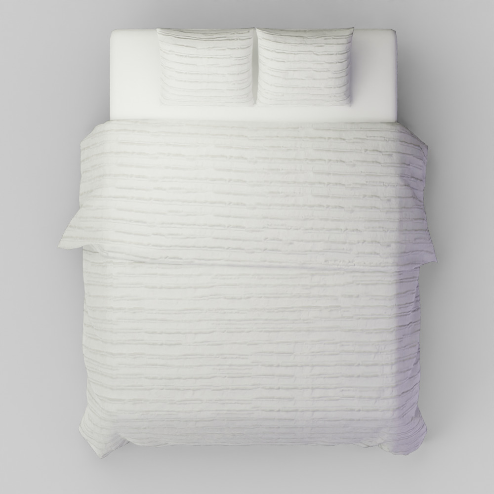 Frayed Edge Stripe Quilt King White 3D model_8
