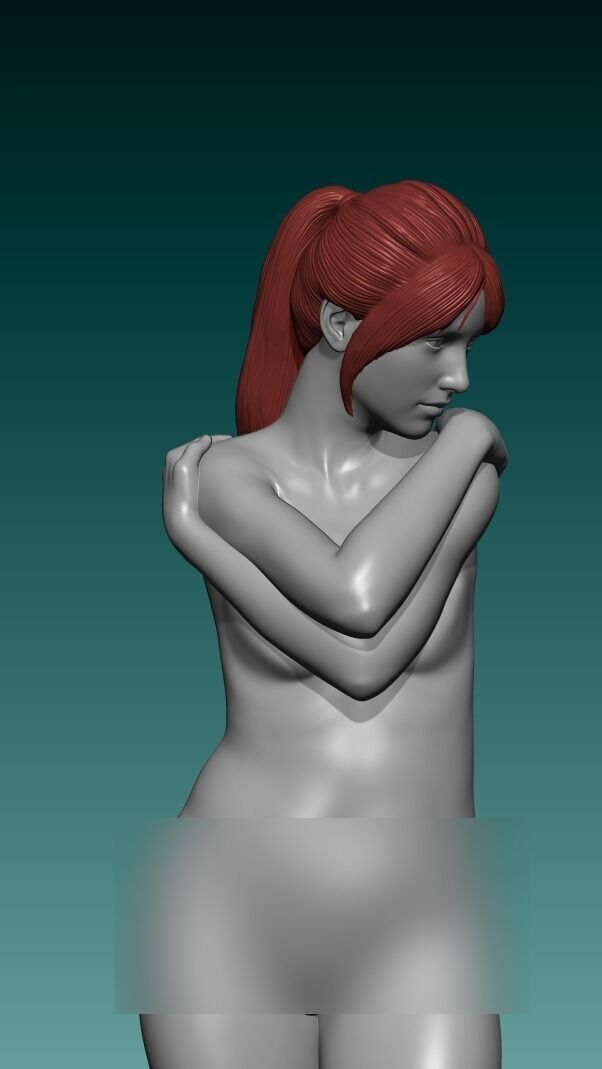 Hug yourself  Girl  3D print model_1