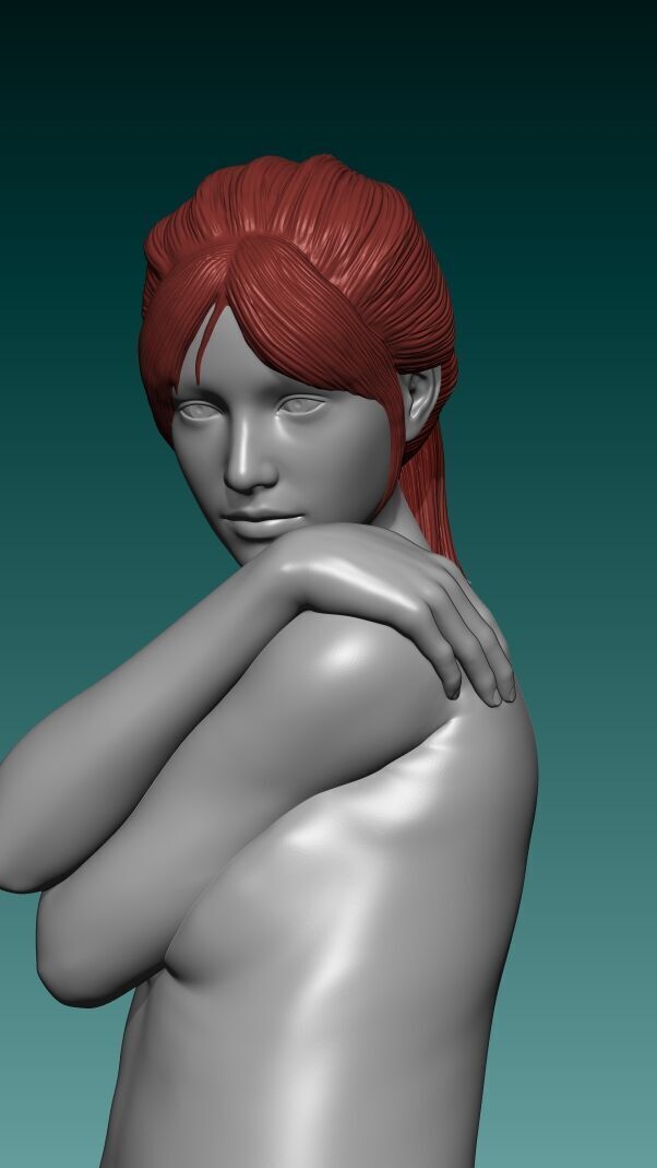 Hug yourself  Girl  3D print model_5