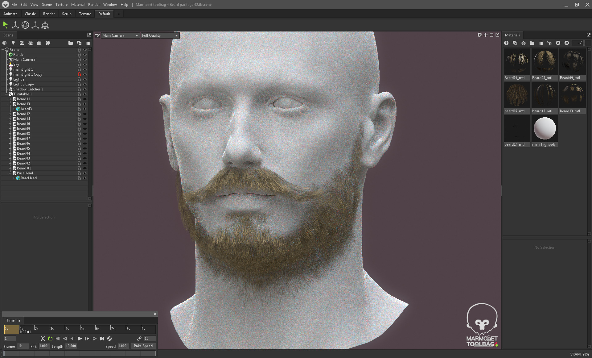 14 real-time haircard beard mustache pack02 Low-poly 3D model_13