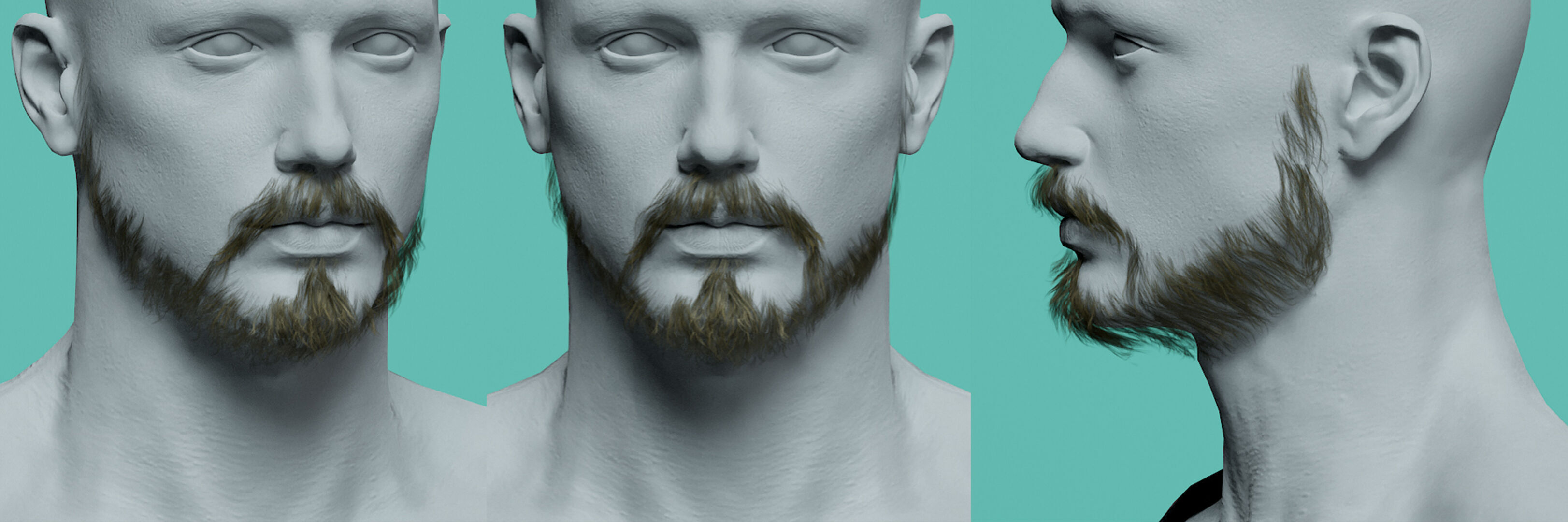 14 real-time haircard beard mustache pack02 Low-poly 3D model_4