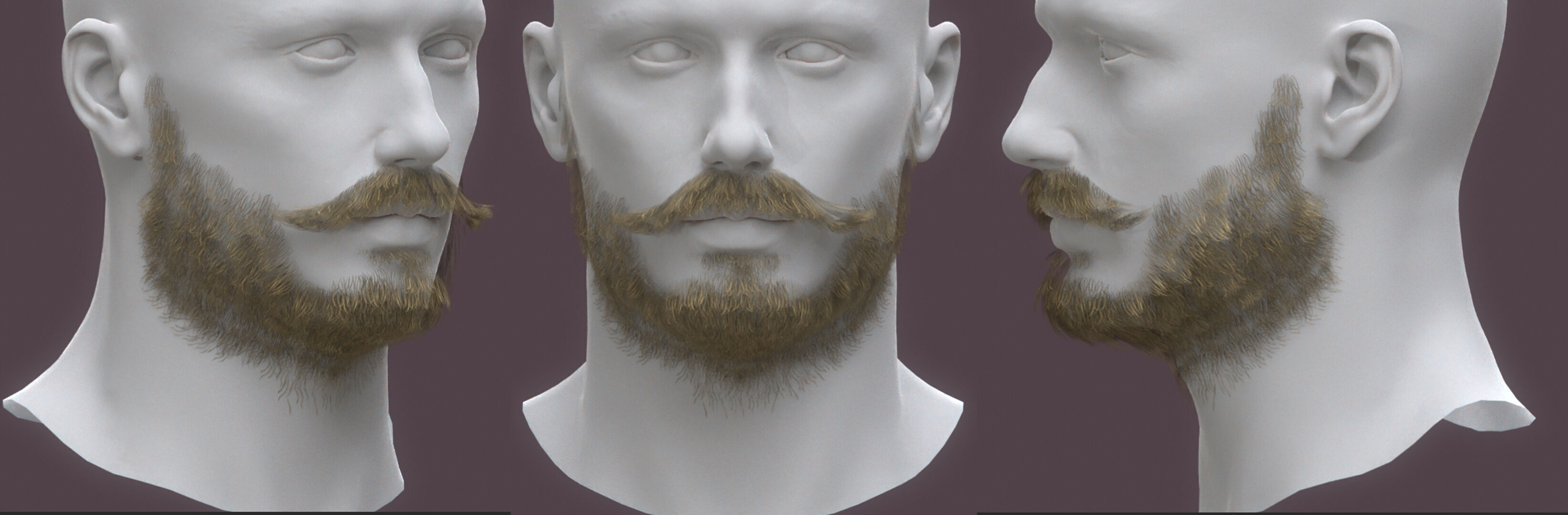 14 real-time haircard beard mustache pack02 Low-poly 3D model_5