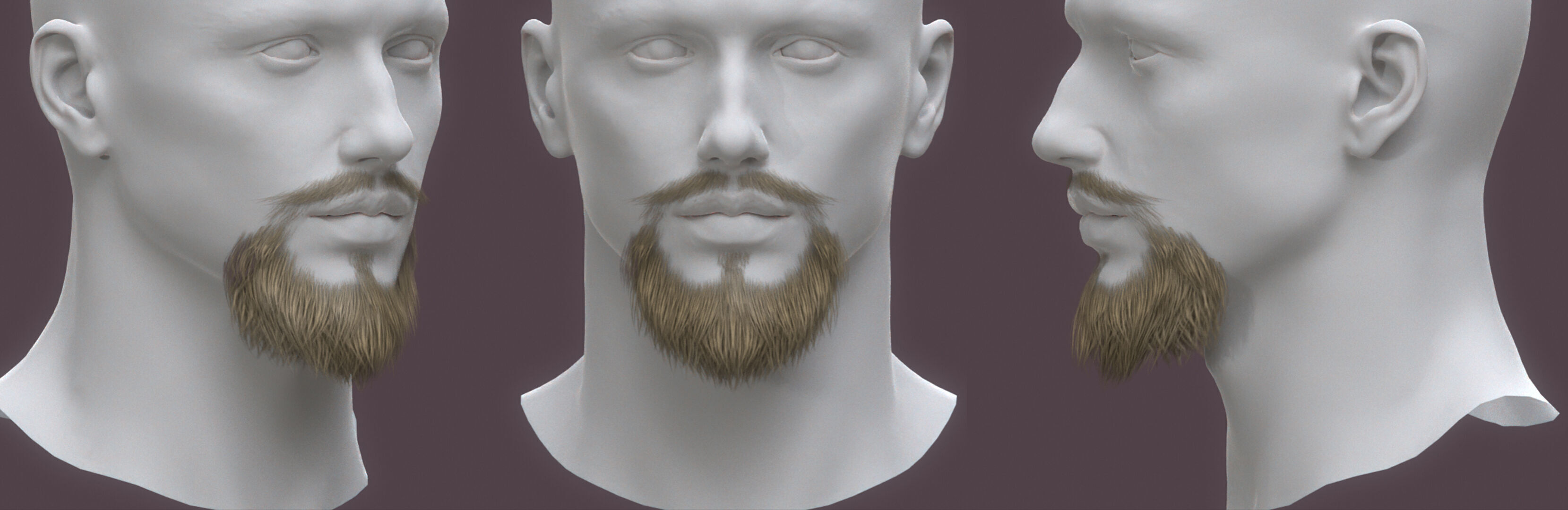 14 real-time haircard beard mustache pack02 Low-poly 3D model_17