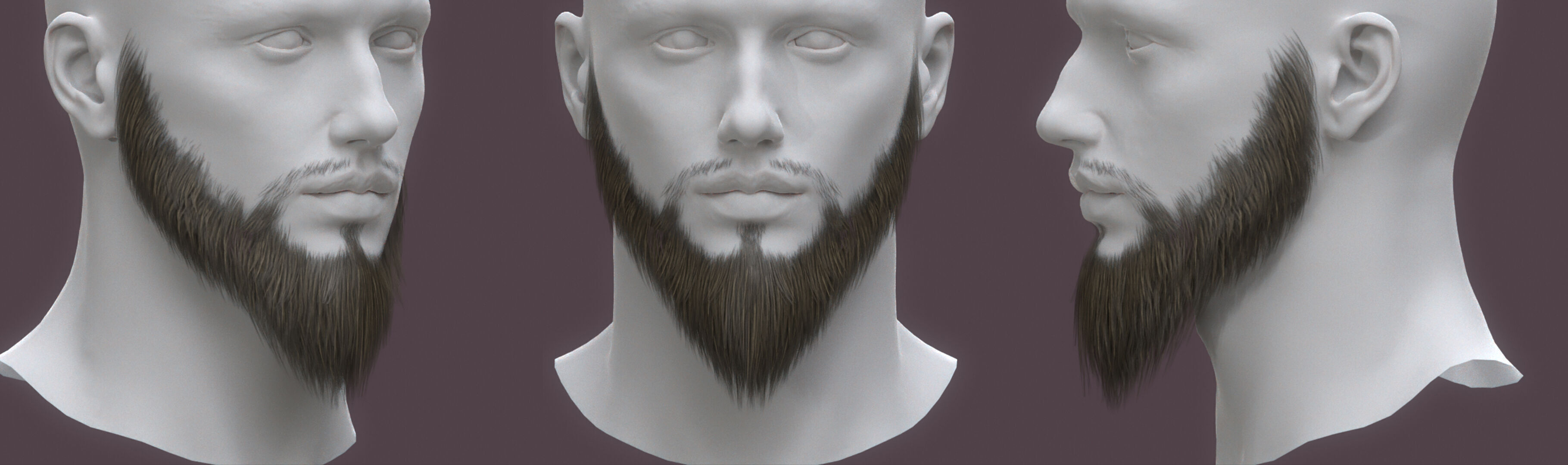 14 real-time haircard beard mustache pack02 Low-poly 3D model_1