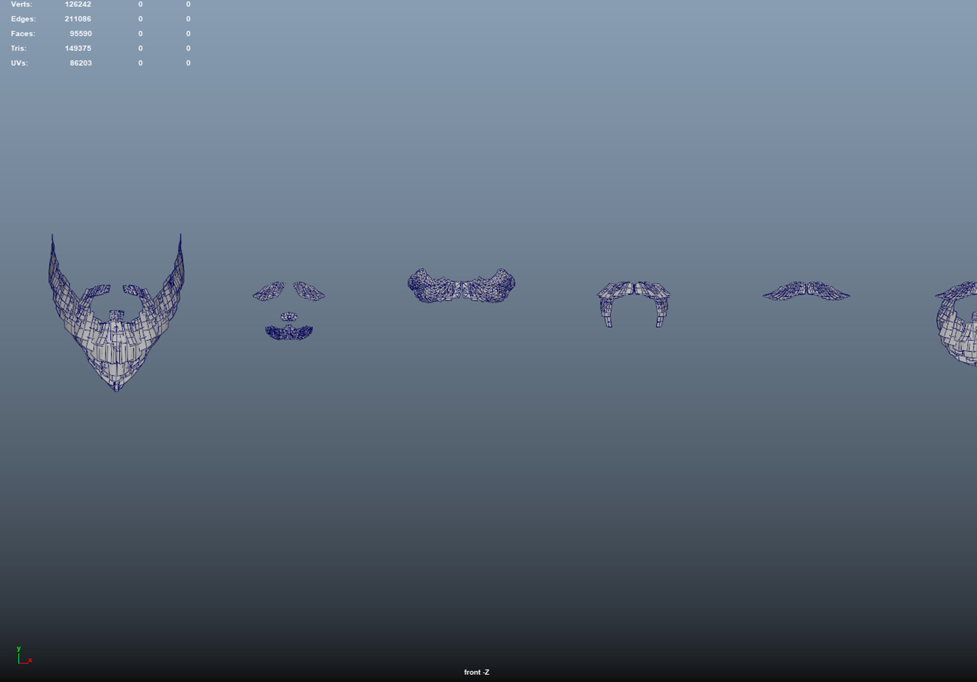 14 real-time haircard beard mustache pack02 Low-poly 3D model_10