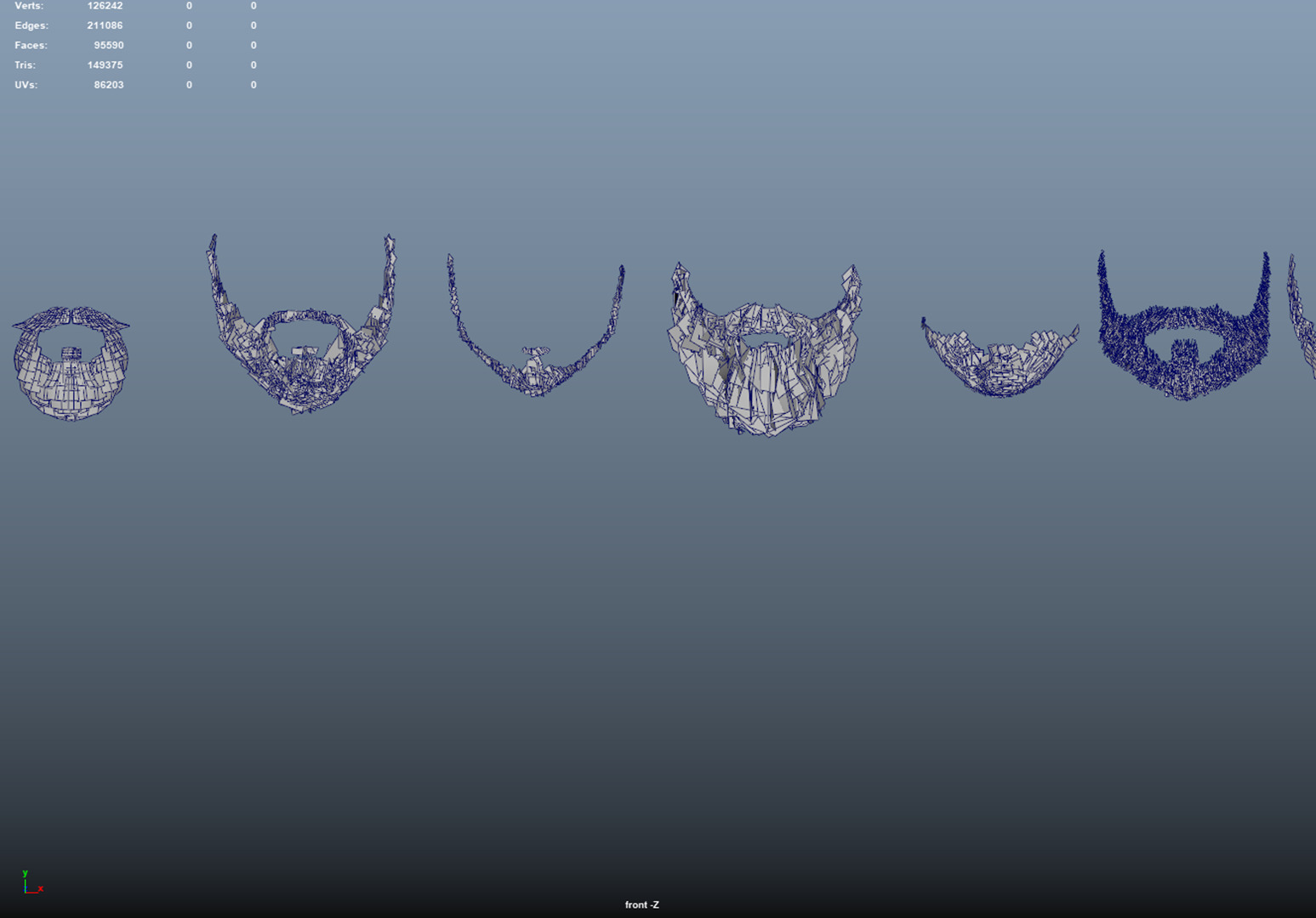 14 real-time haircard beard mustache pack02 Low-poly 3D model_11