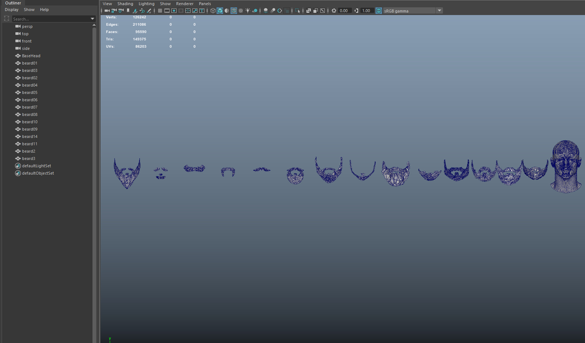 14 real-time haircard beard mustache pack02 Low-poly 3D model_9