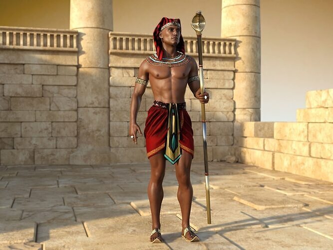 Ancient Egyptian Men Rigged Low-poly 3D model
