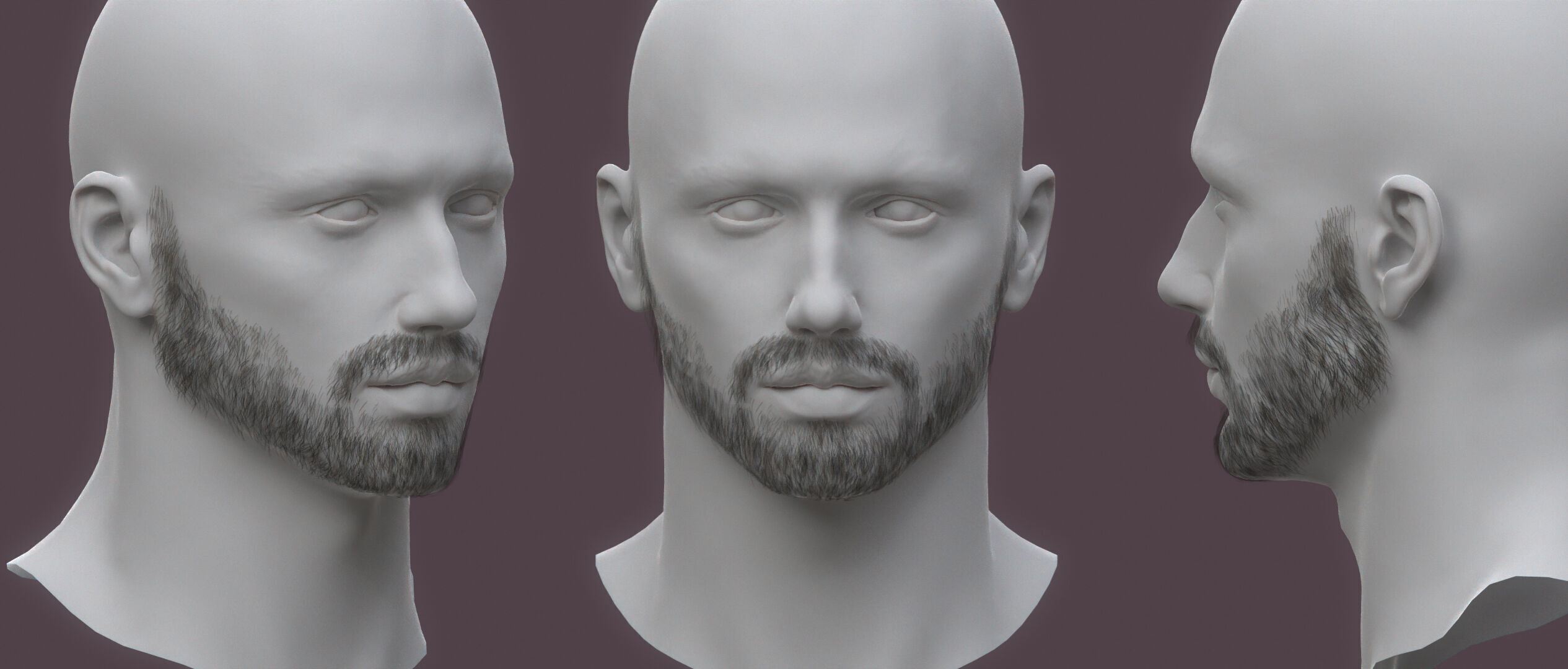 10 real-time haircard beard mustache pack 03 Low-poly 3D model Low-poly 3D model_8