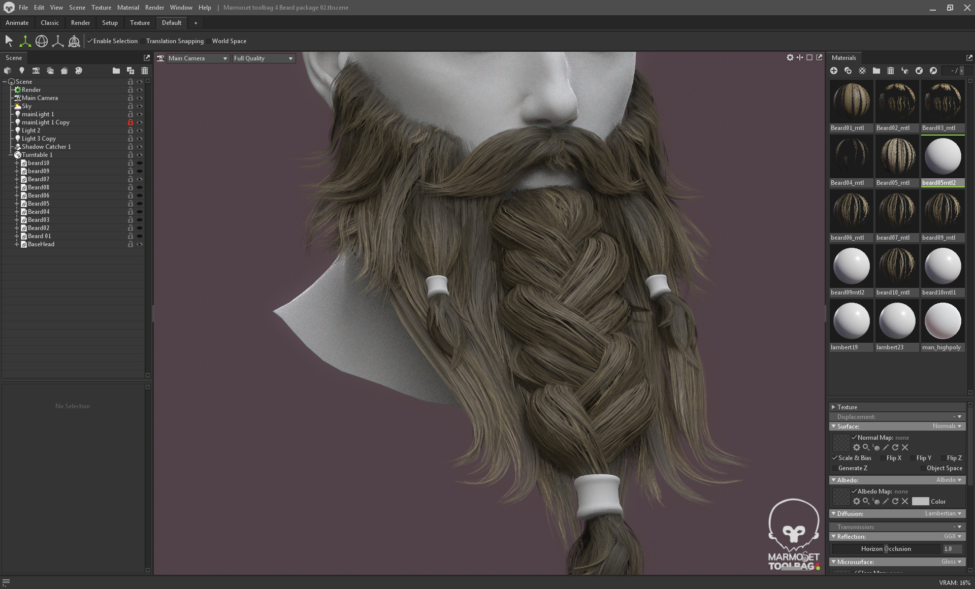 10 real-time haircard beard mustache pack 03 Low-poly 3D model Low-poly 3D model_5