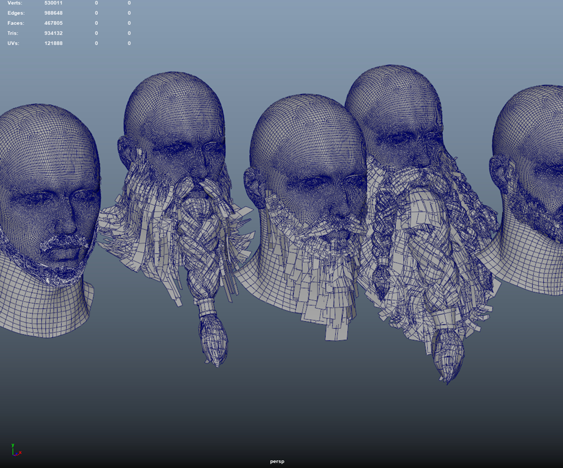 10 real-time haircard beard mustache pack 03 Low-poly 3D model Low-poly 3D model_15