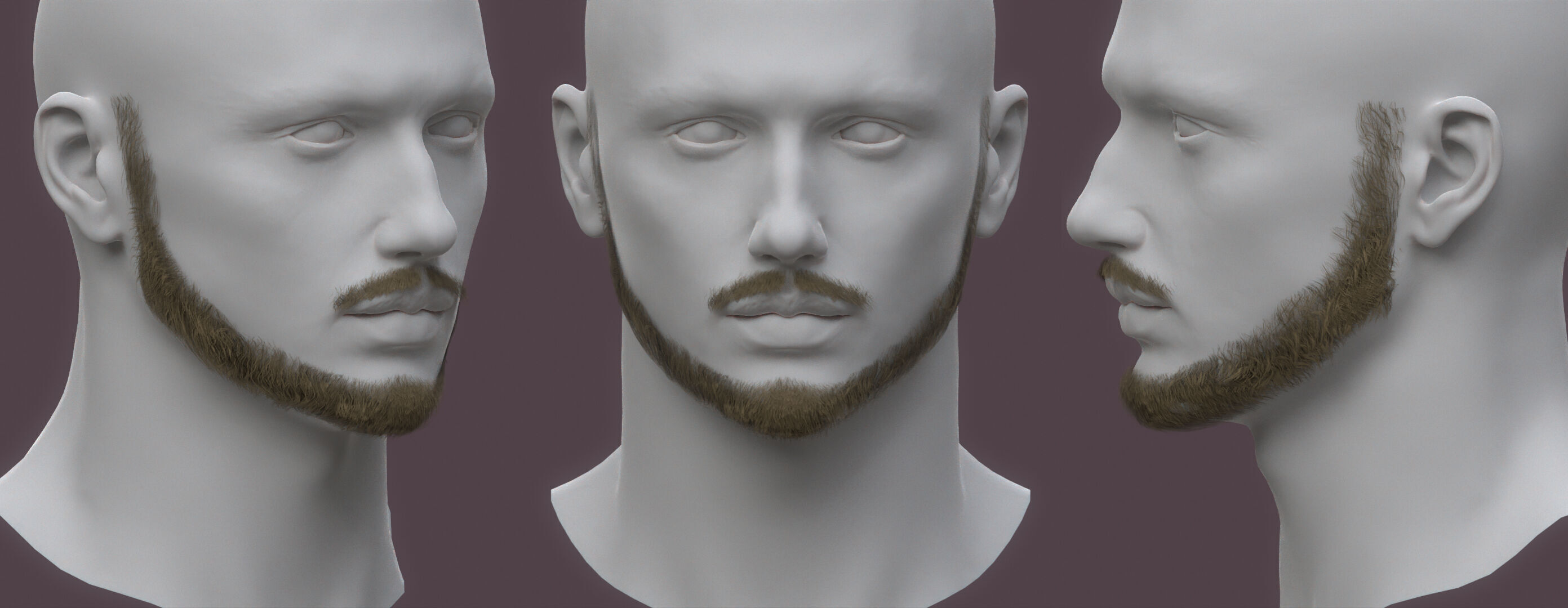 10 real-time haircard beard mustache pack 03 Low-poly 3D model Low-poly 3D model_6