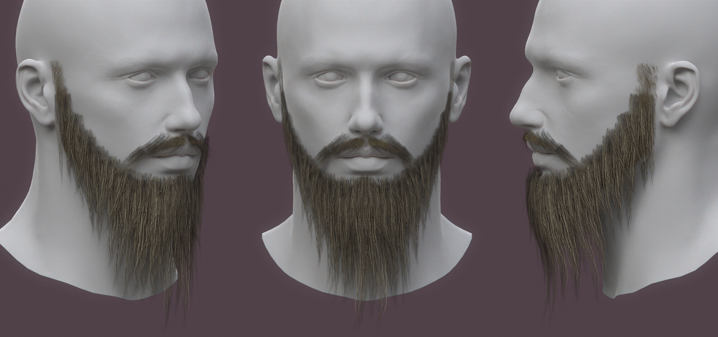 10 real-time haircard beard mustache pack 03 Low-poly 3D model Low-poly 3D model_7