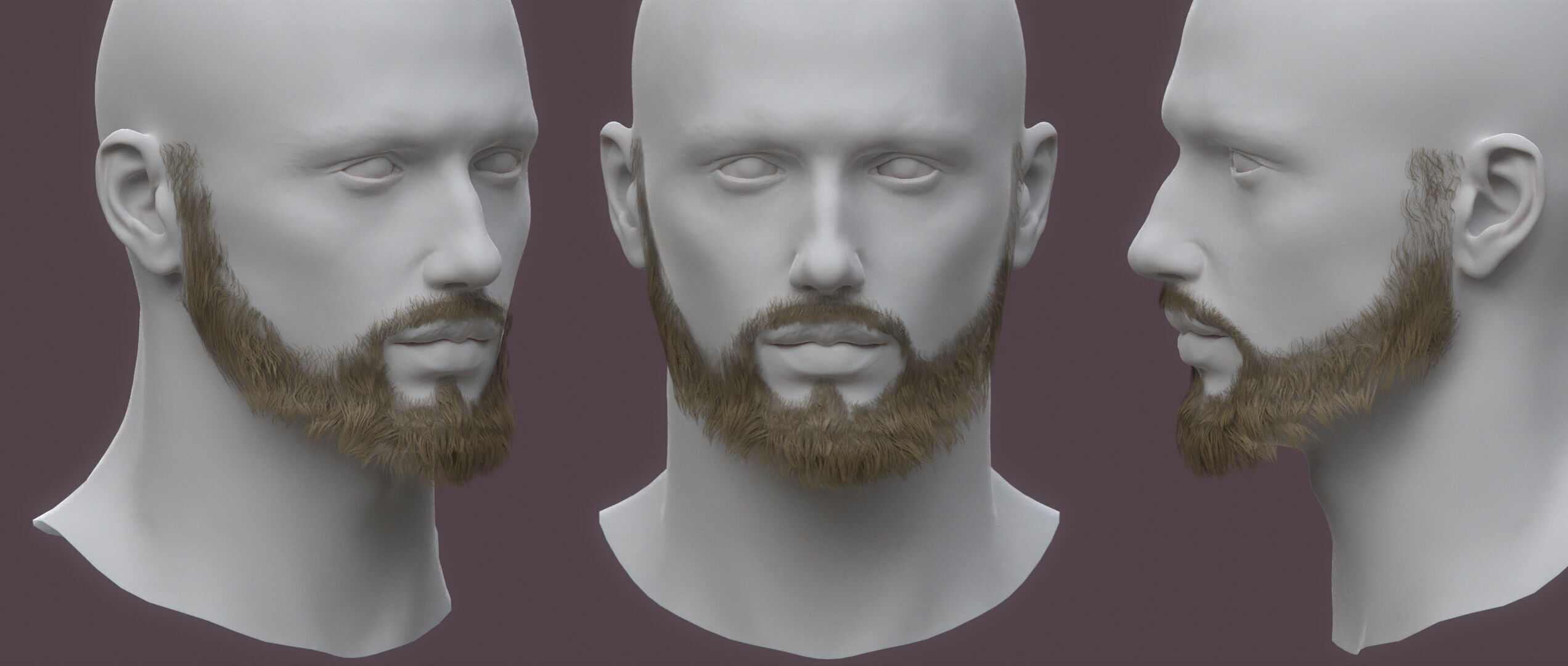 10 real-time haircard beard mustache pack 03 Low-poly 3D model Low-poly 3D model_4