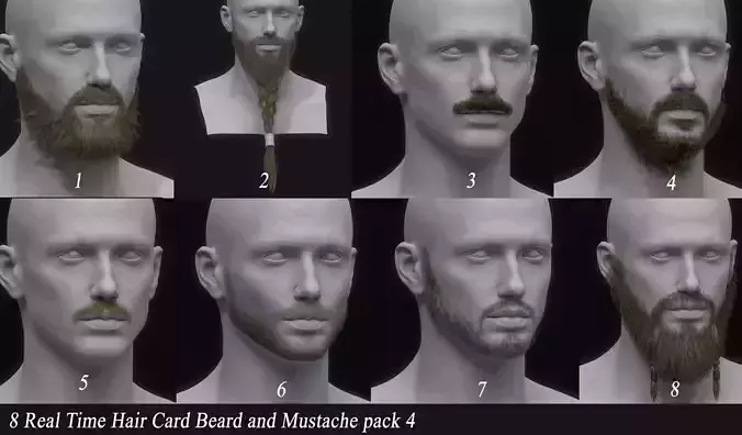 8 real-time haircard beard mustache pack 04