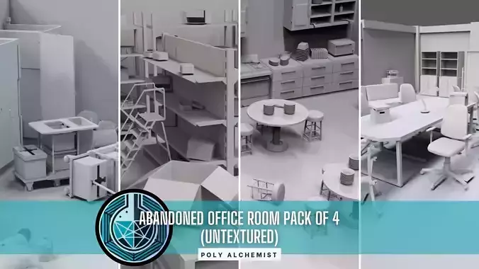 Abandoned Office Room Pack Of 4 - Untextured