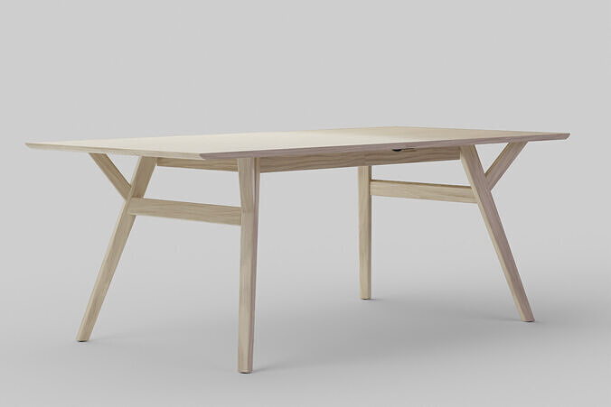 Mid Century Extendable Dining Table 3D model