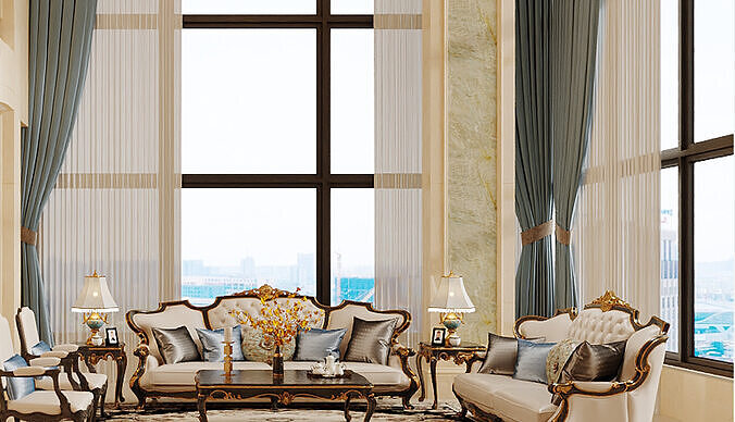 European-style open-plan living room 3D model