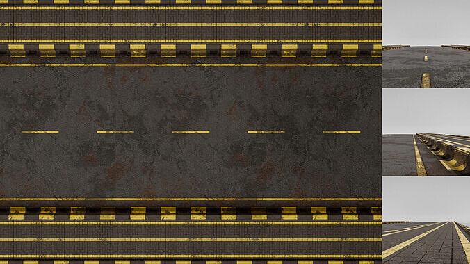 Modular Urban Street with Pedestrian 6x6 meter Low-poly 3D model
