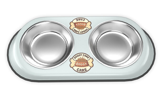 Dog Food and Water Bowl 02 3D model 2