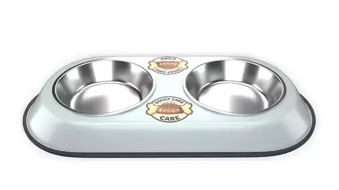 Dog Food and Water Bowl 02 3D model