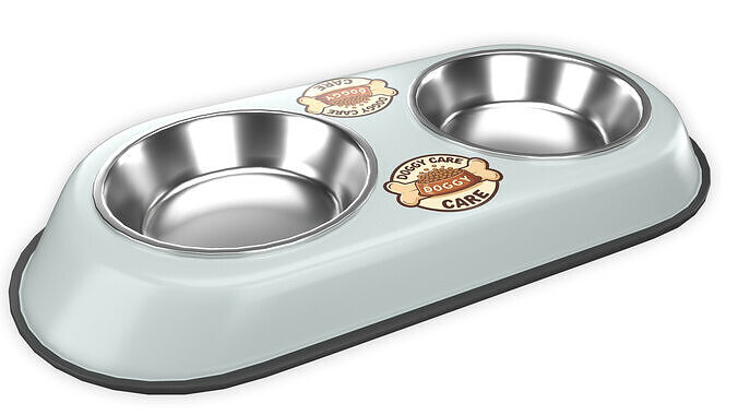 Dog Food and Water Bowl 02 3D model 3
