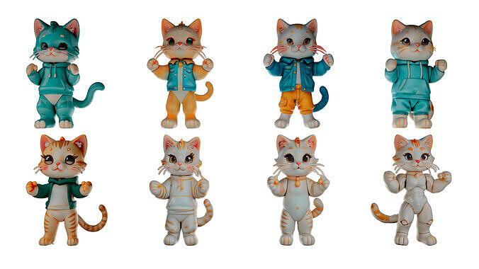 Plastic Toy Cat Batch 1 Free 3D model