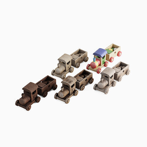 Wooden Toy Train Set 3D model