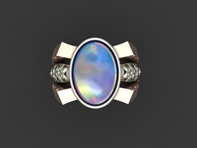 Opal gold ring 3D print model_3