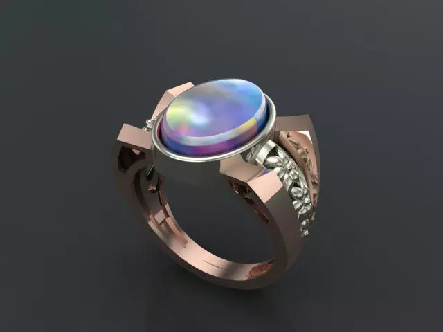 Opal gold ring 3D print model_0