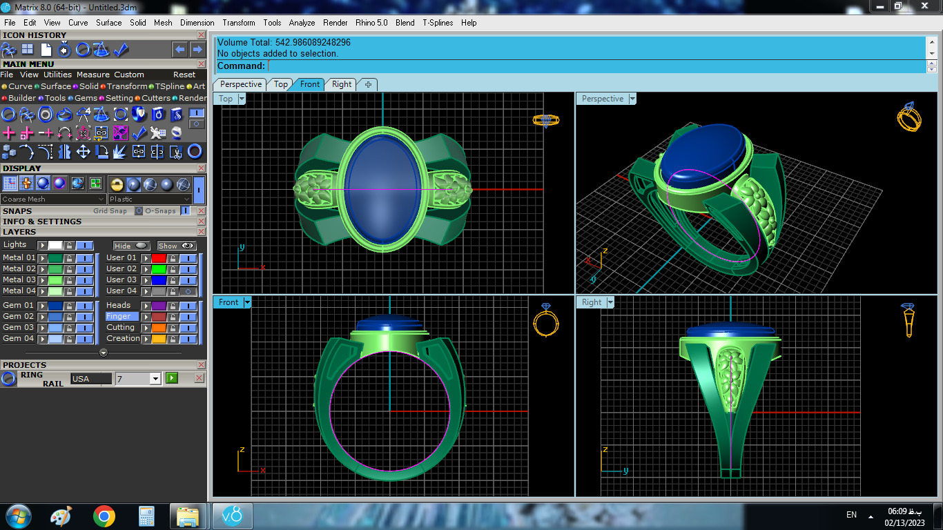 Opal gold ring 3D print model_5