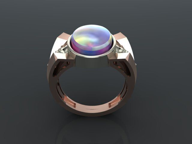 Opal gold ring 3D print model_2