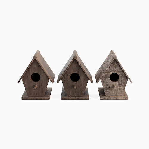 Wooden Birdhouse Set D Low-poly 3D model
