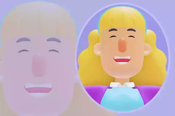 Stylized 3D Business Woman Character - Cartoon Female Office